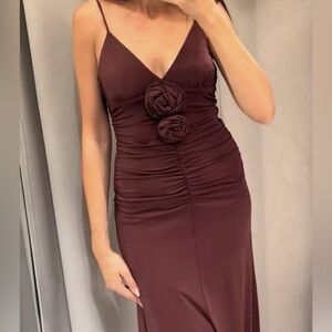 Zara Rosette Knit Maxi Dress